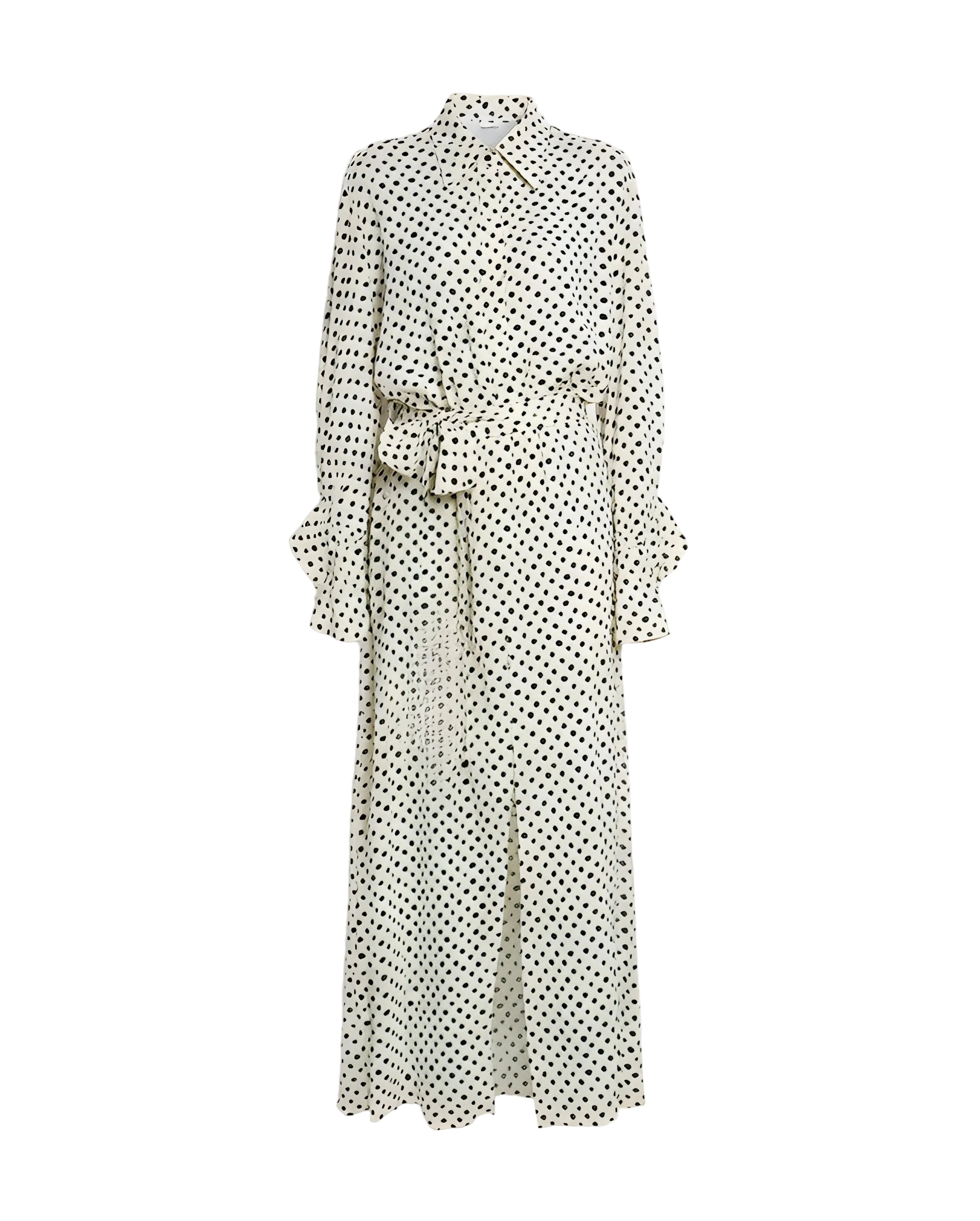 Polka-Dot Silk Maxi Dress
