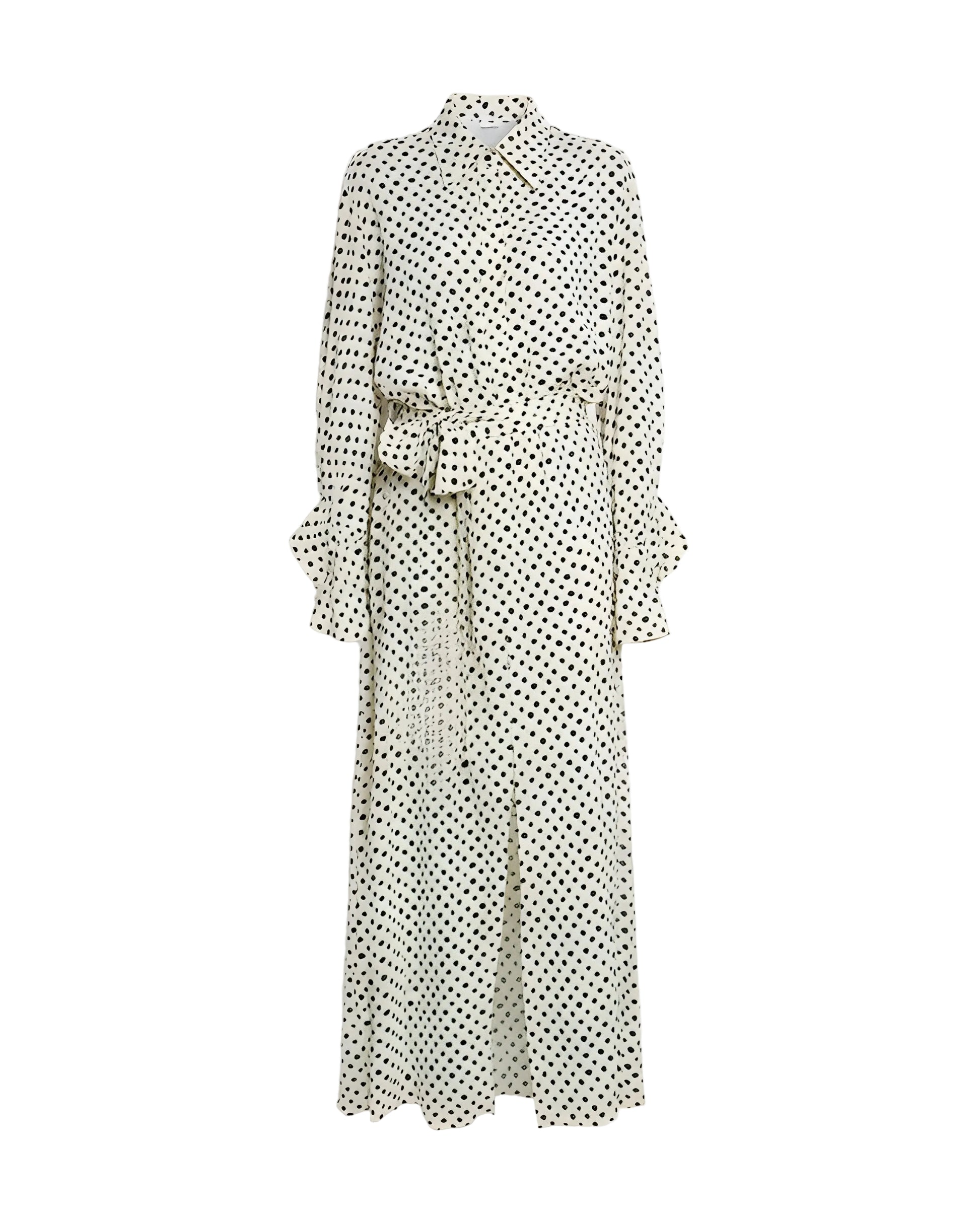 Polka-Dot Silk Maxi Dress