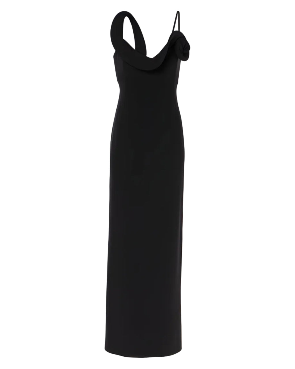Floral-Appliqué Wool-Blend Gown