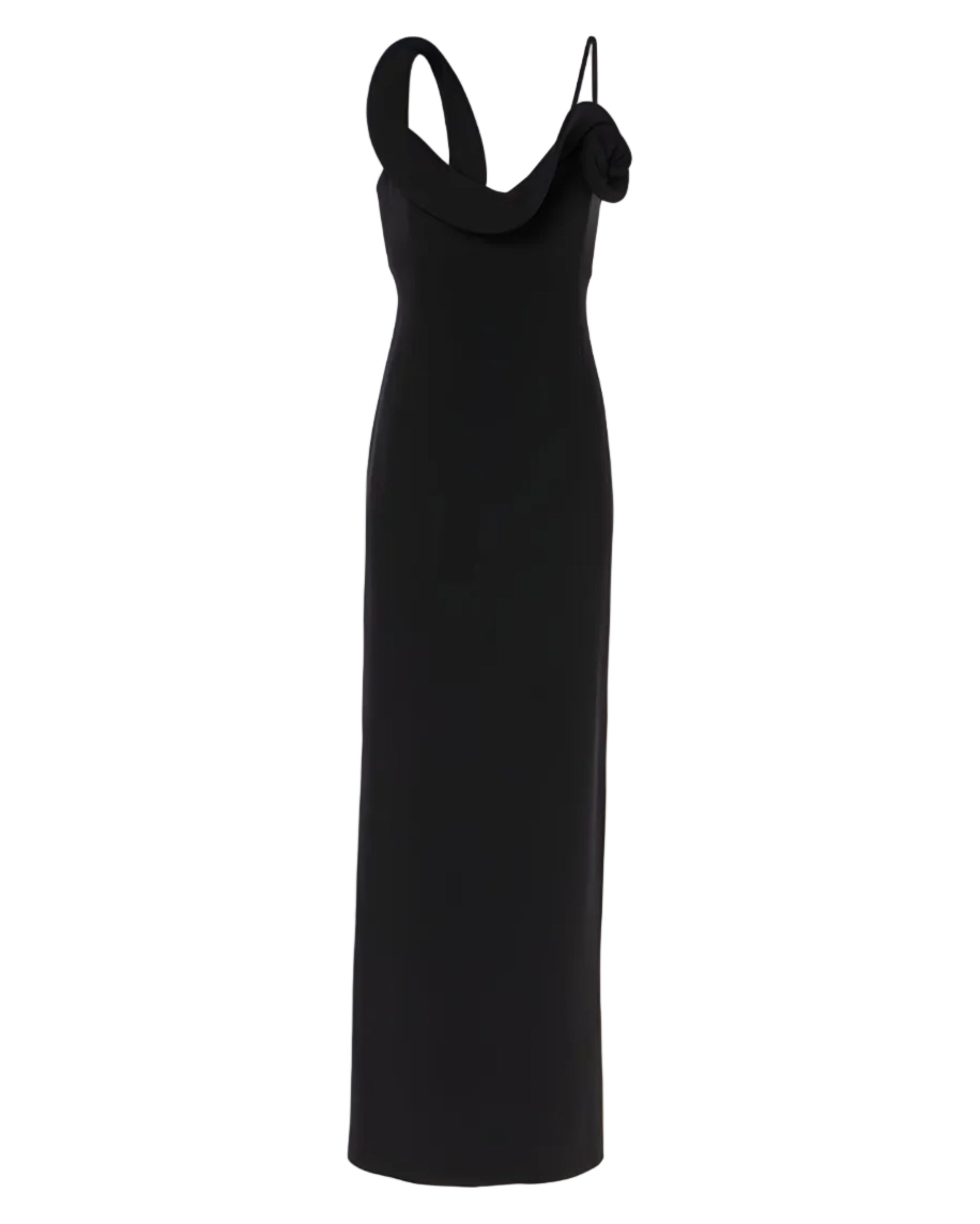Floral-Appliqué Wool-Blend Gown