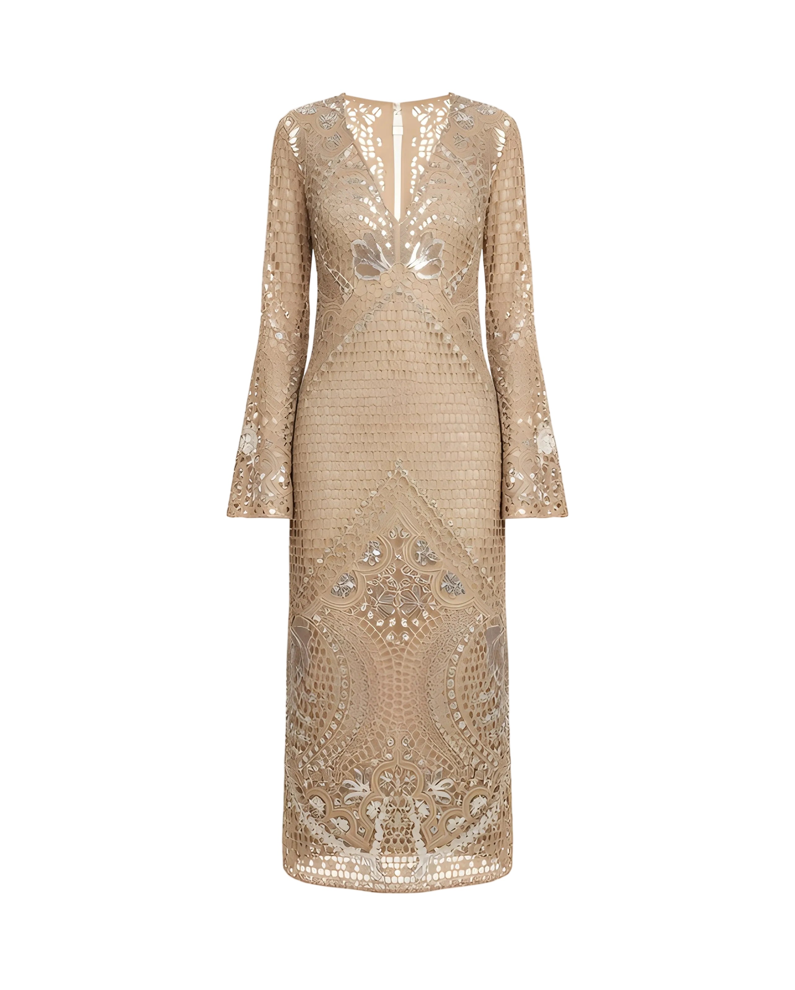 Sequined Mesh Midi Dress