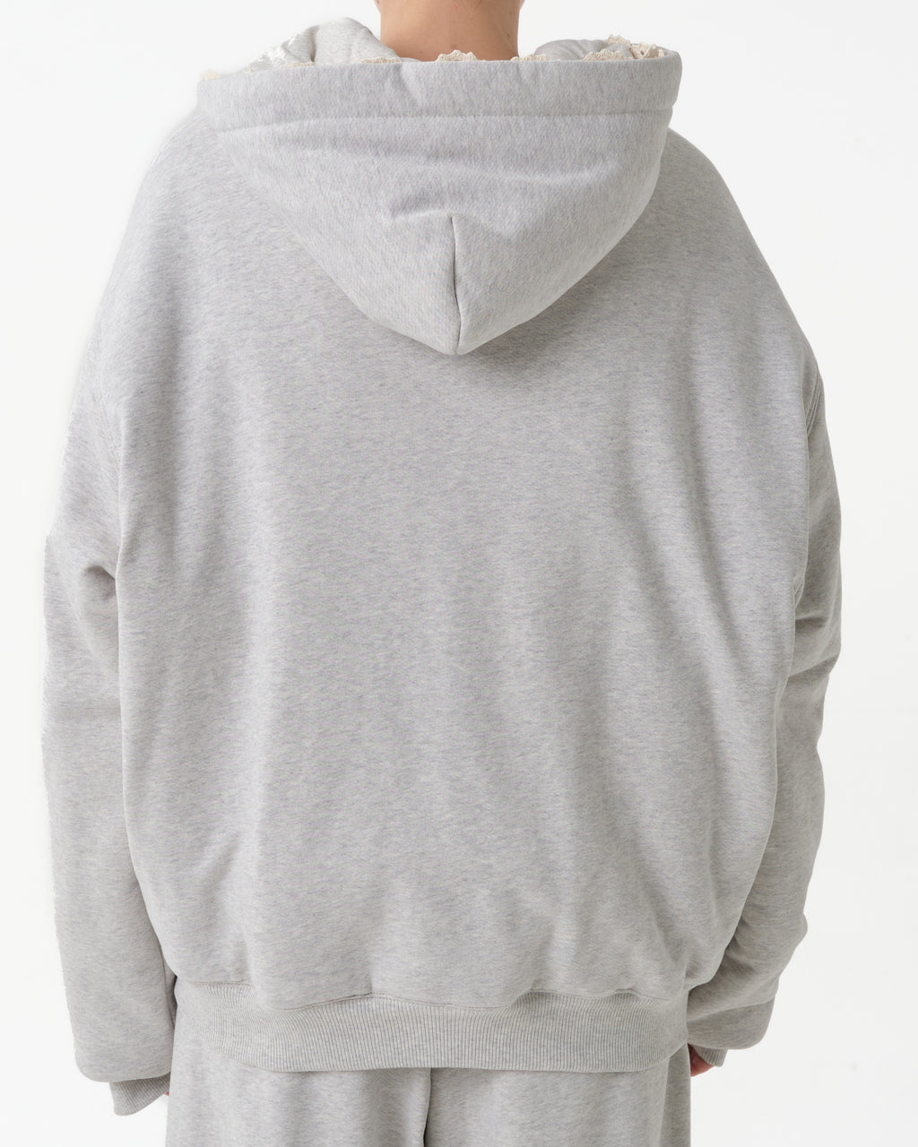 Lace-Detail Zip-Up Hoodie