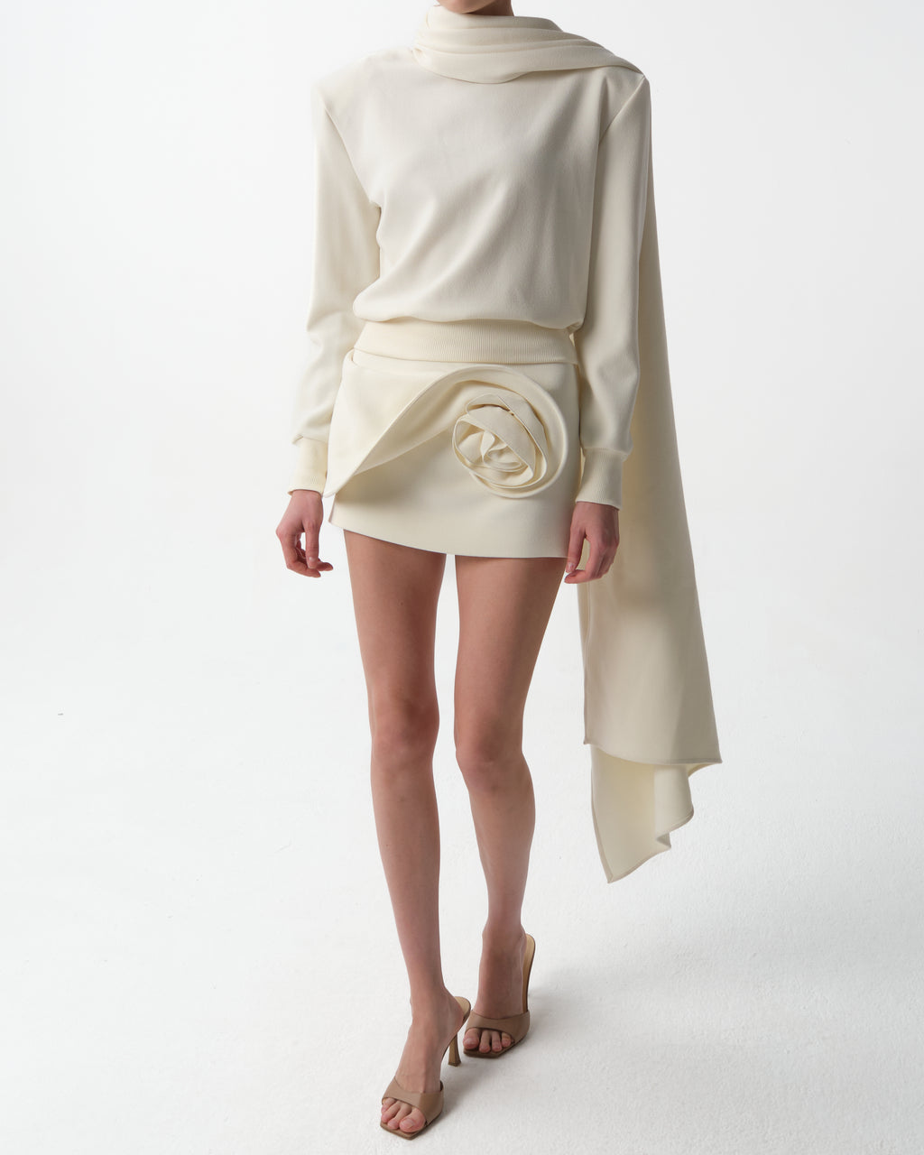 Floral-Appliqué Mini Skirt