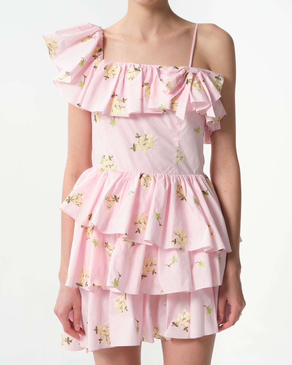 Asymmetric Floral Mini Dress