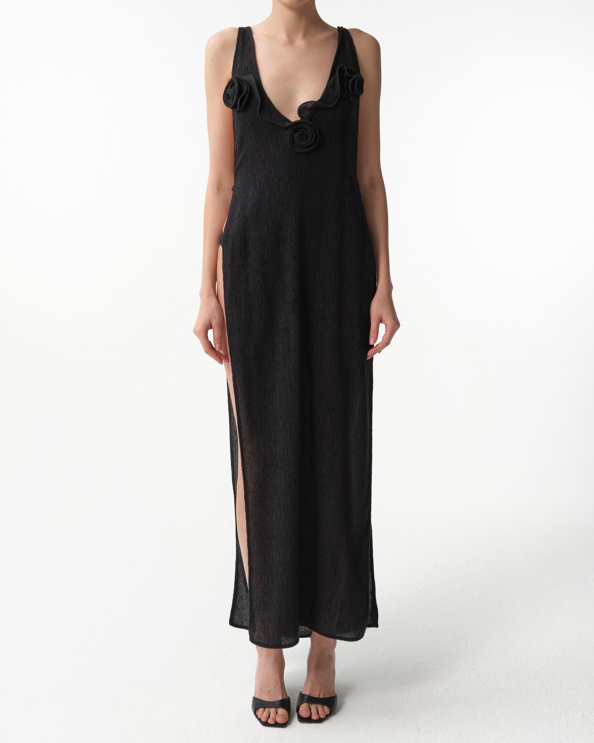 Crepe High-Leg Maxi Dress