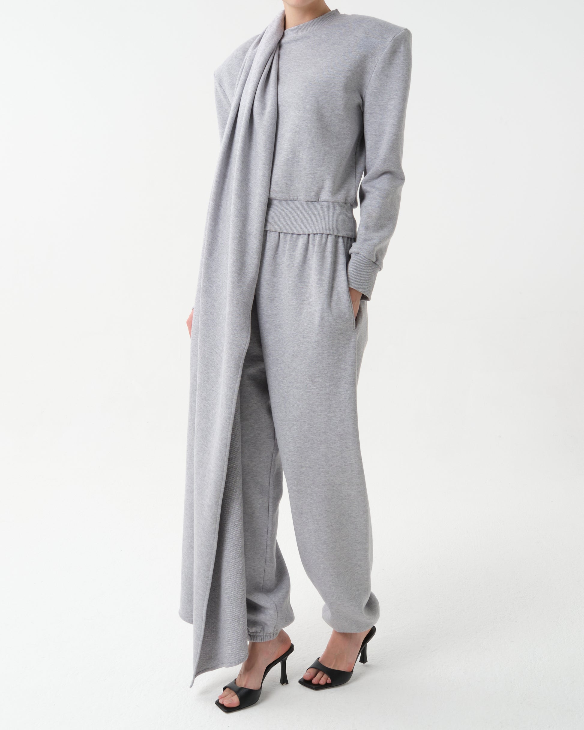Draped Scarf Sweatshirt