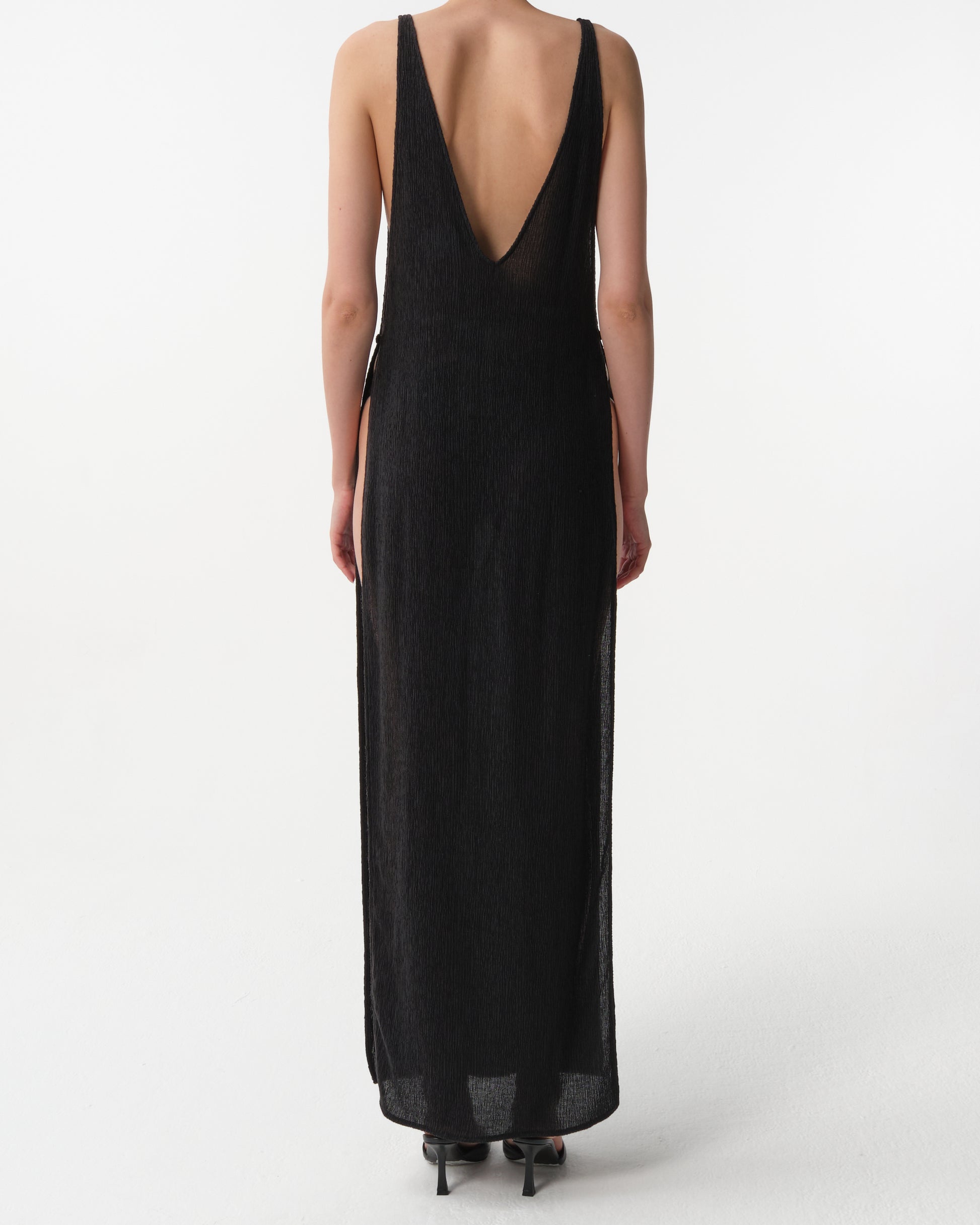 Crepe High-Leg Maxi Dress
