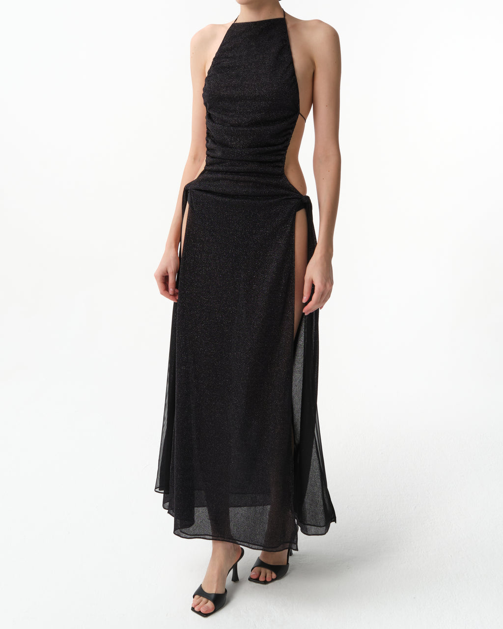 Ruched Halterneck Maxi Dress