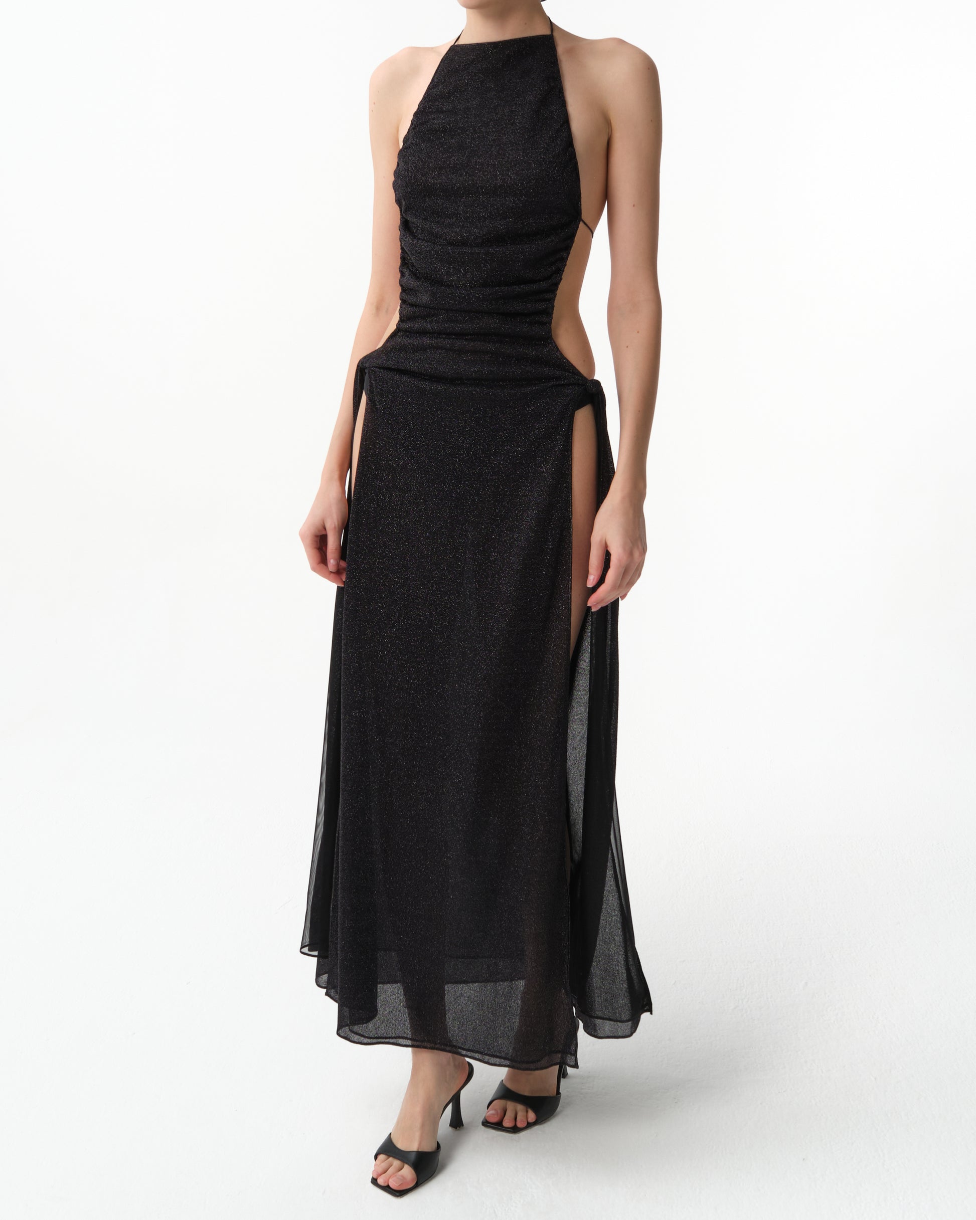 Ruched Halterneck Maxi Dress