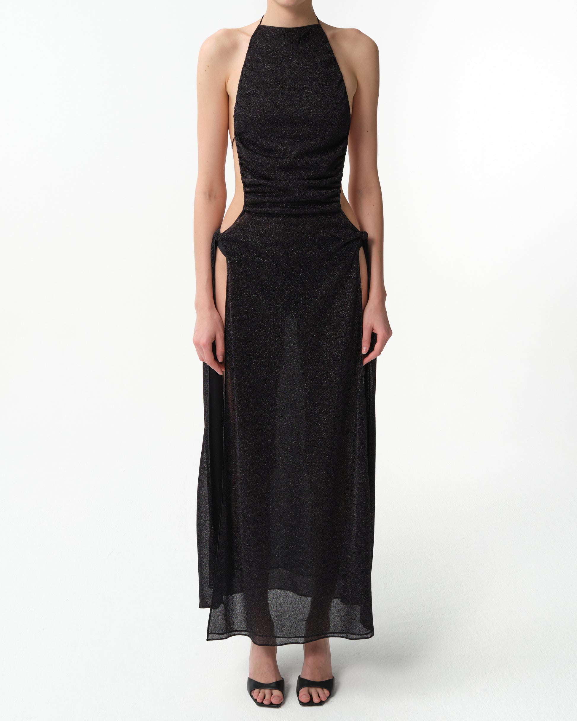 Ruched Halterneck Maxi Dress