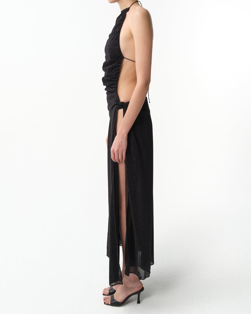 Ruched Halterneck Maxi Dress