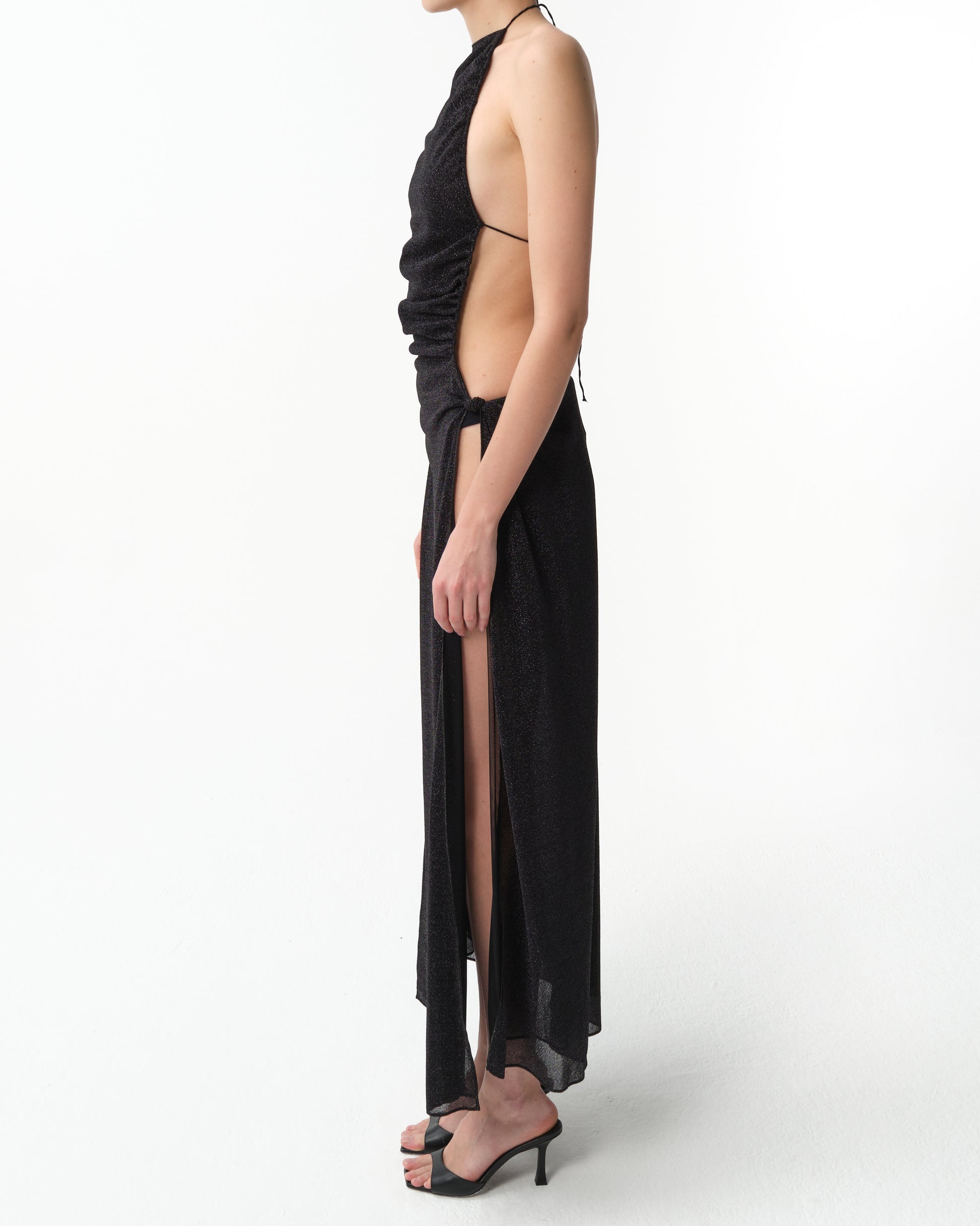Ruched Halterneck Maxi Dress