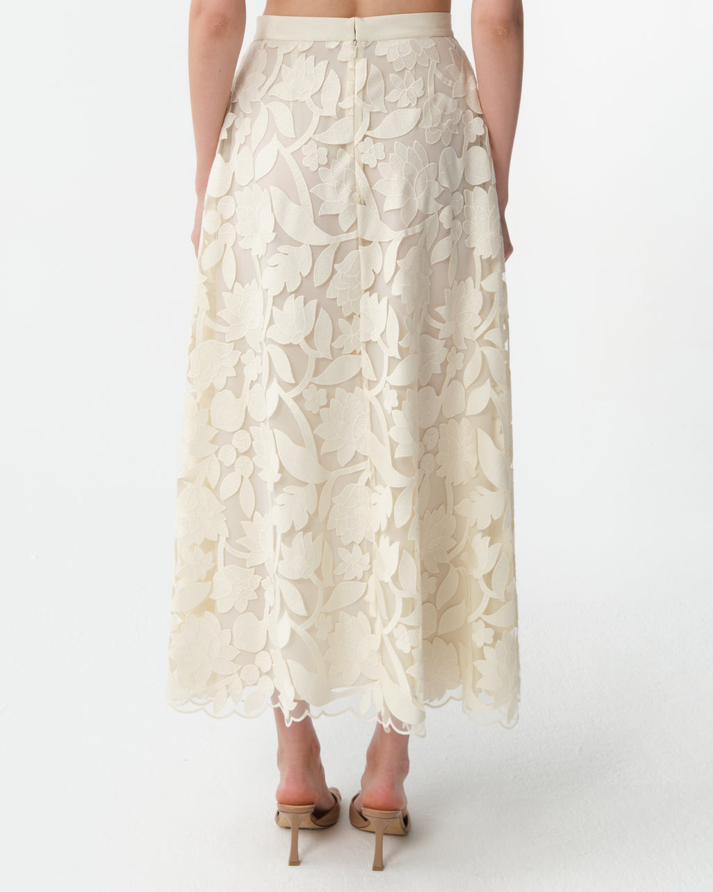 Tulle Embroidered Midi Skirt