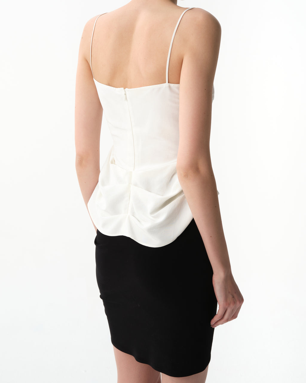 Draped Silk Lace-Trim Top