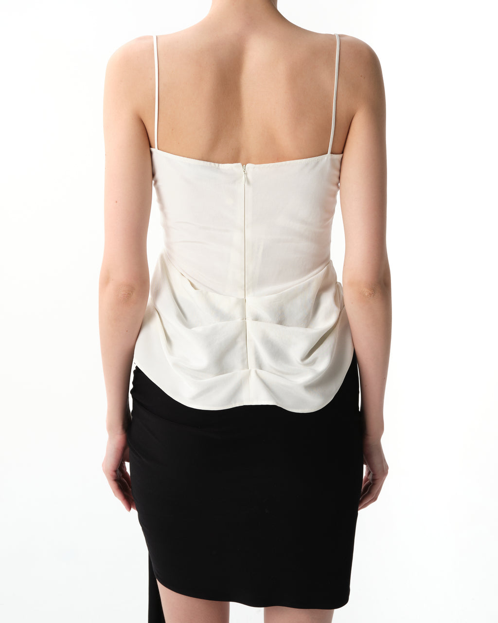 Draped Silk Lace-Trim Top