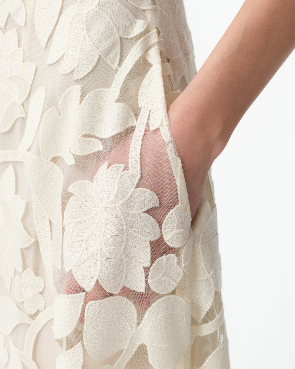Tulle Embroidered Midi Skirt