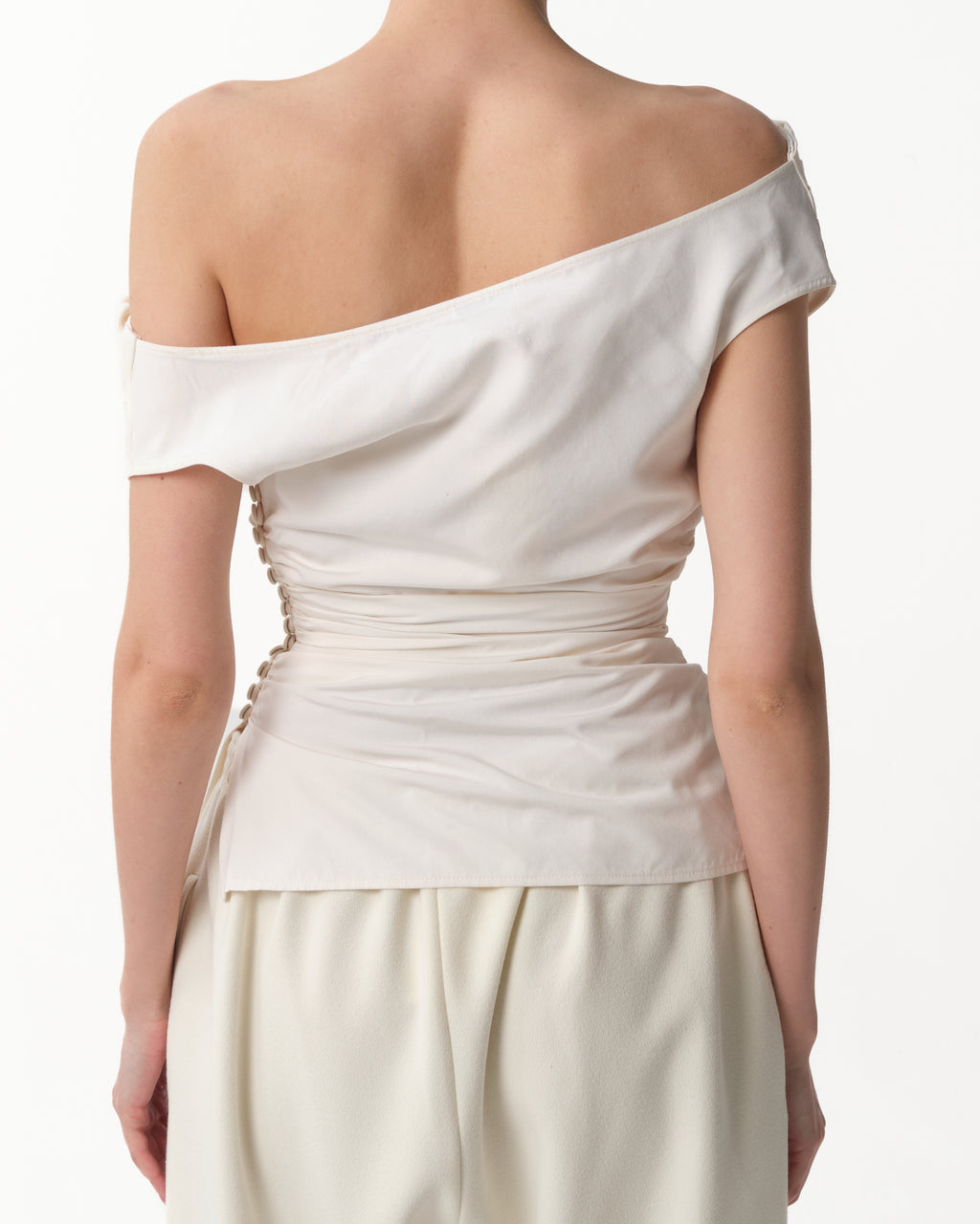 Off-The-Shoulder Draped Silk Top