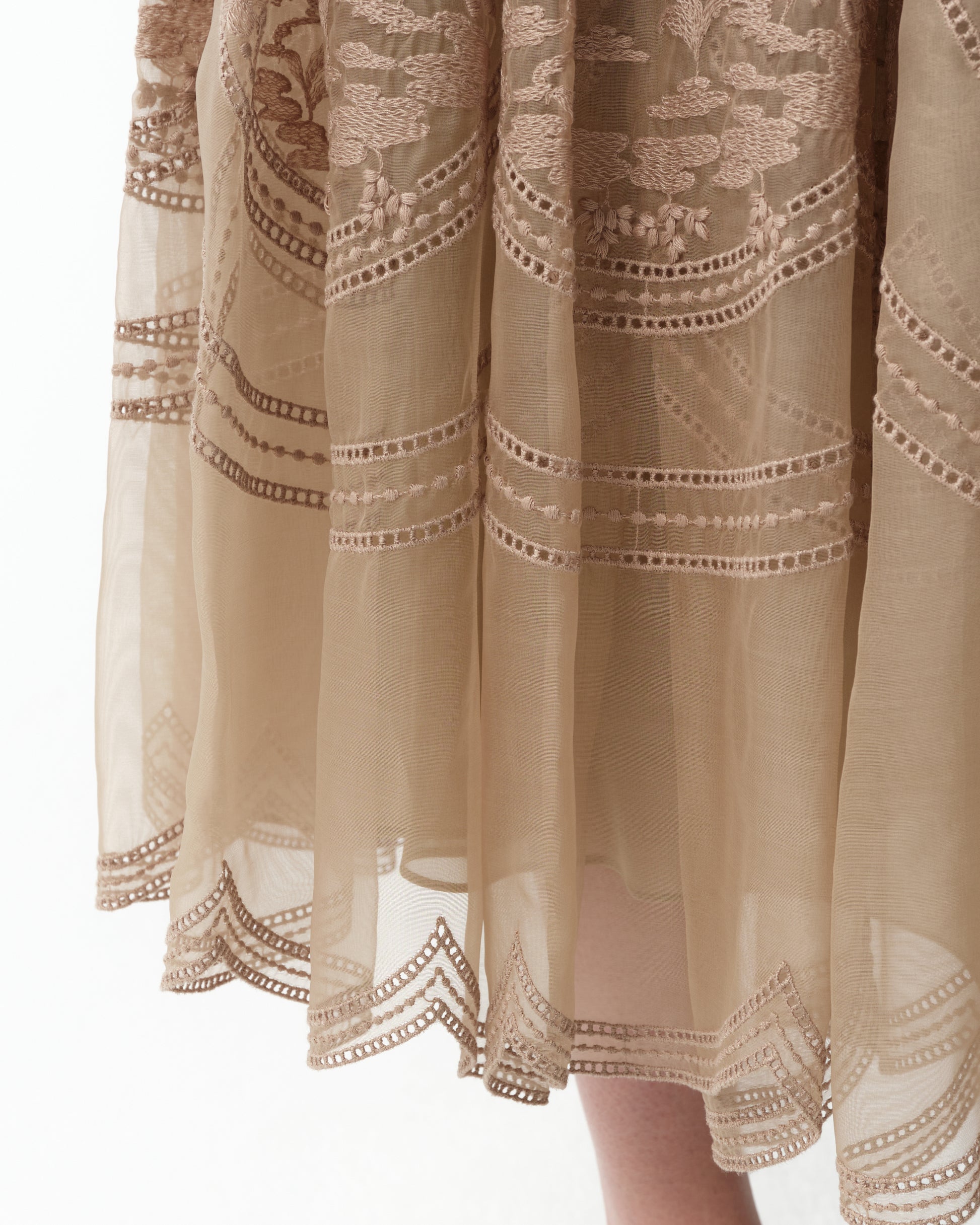 Embroidered Organza Midi Skirt