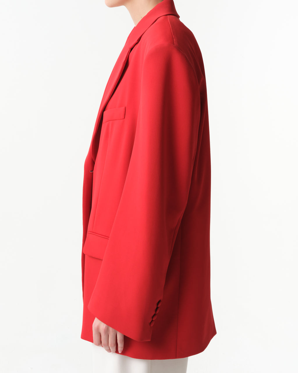 Padded-Shoulder Wool Blazer