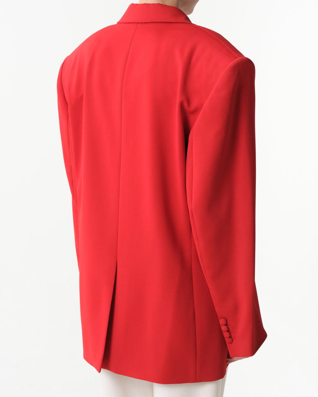 Padded-Shoulder Wool Blazer