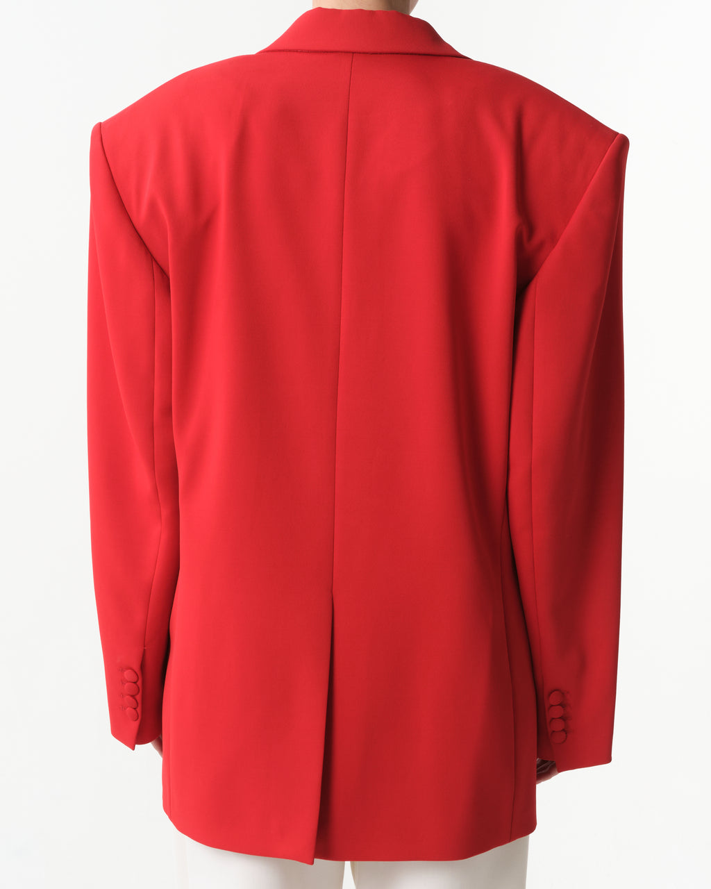 Padded-Shoulder Wool Blazer