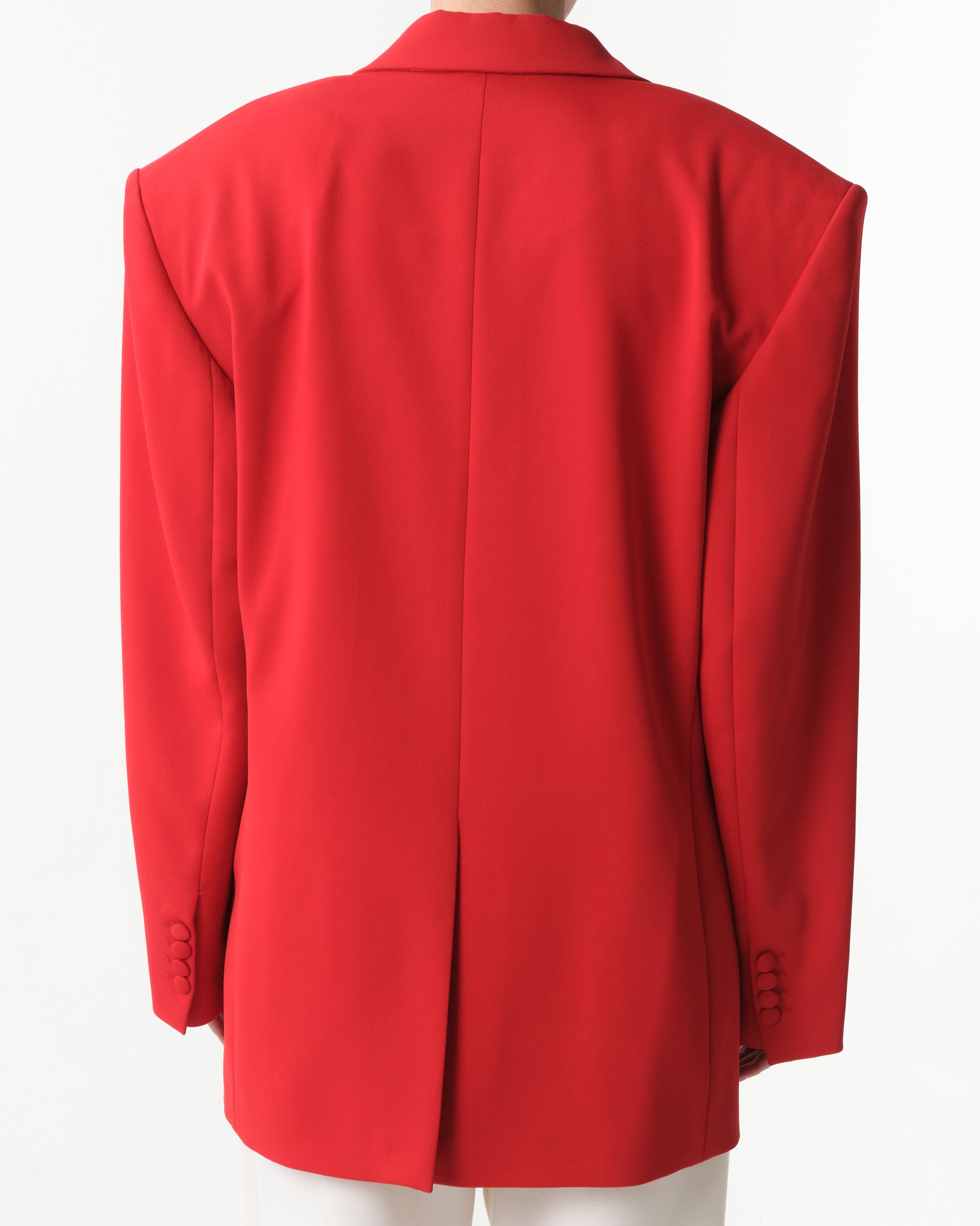 Padded-Shoulder Wool Blazer