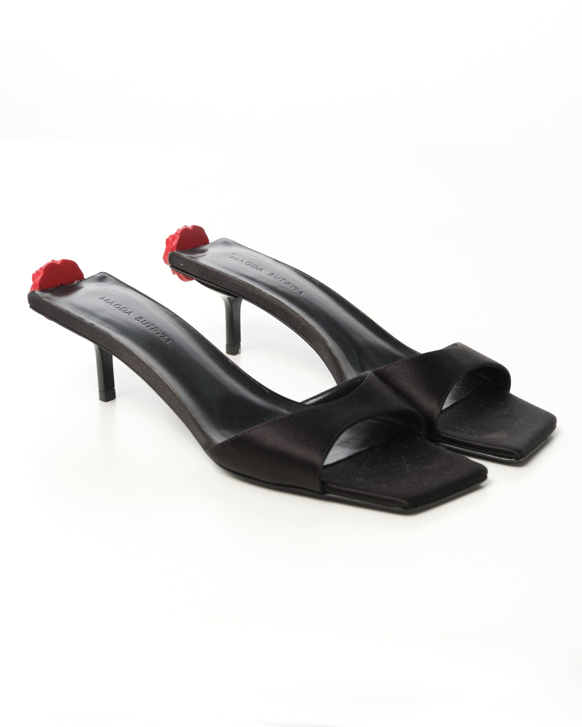 Embellished Satin Mules