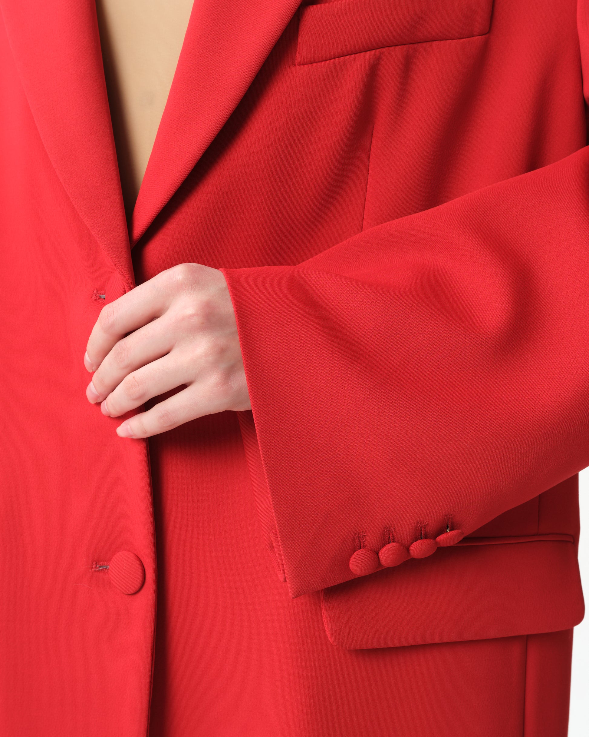 Padded-Shoulder Wool Blazer