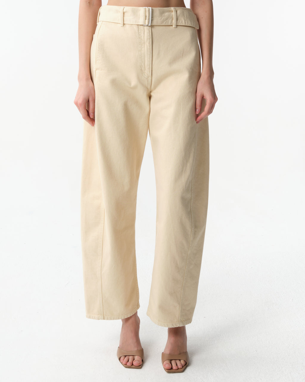 Belted Wide-Leg Denim Trousers