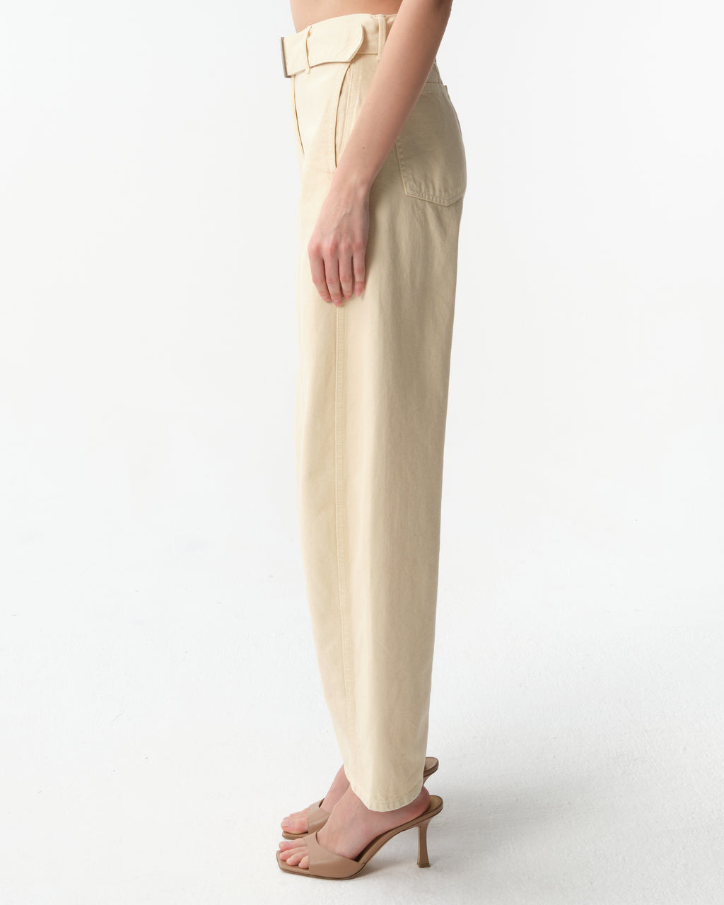 Belted Wide-Leg Denim Trousers