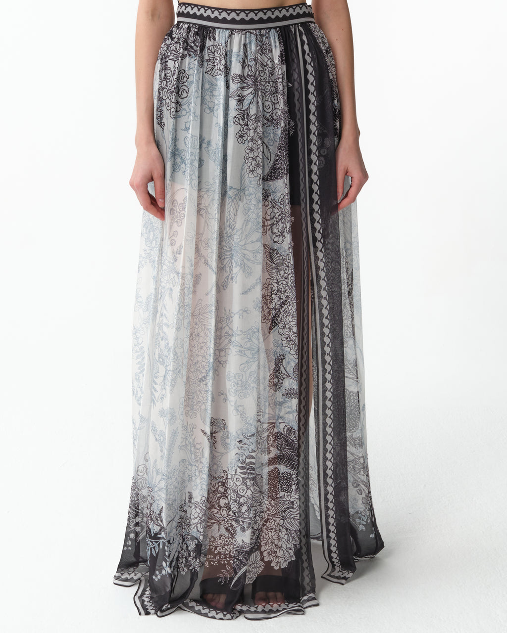 Printed Silk Chiffon Skirt