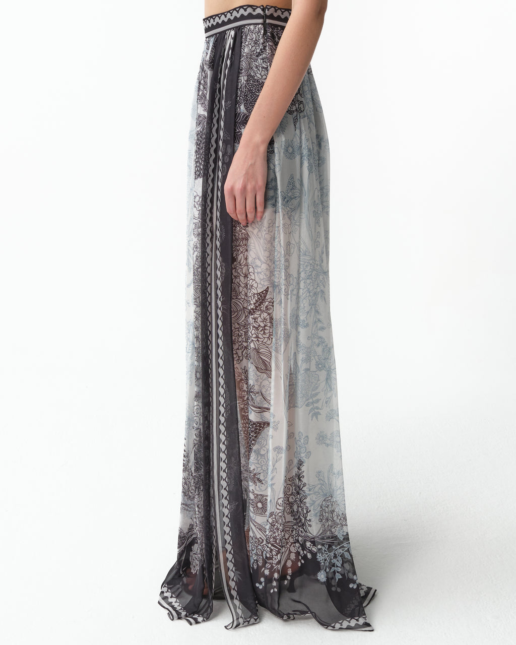 Printed Silk Chiffon Skirt