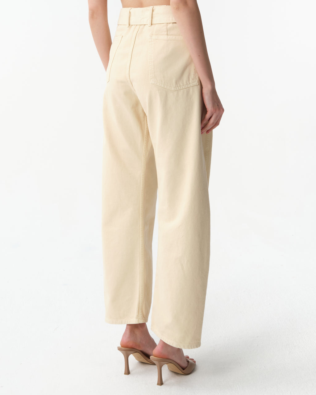 Belted Wide-Leg Denim Trousers