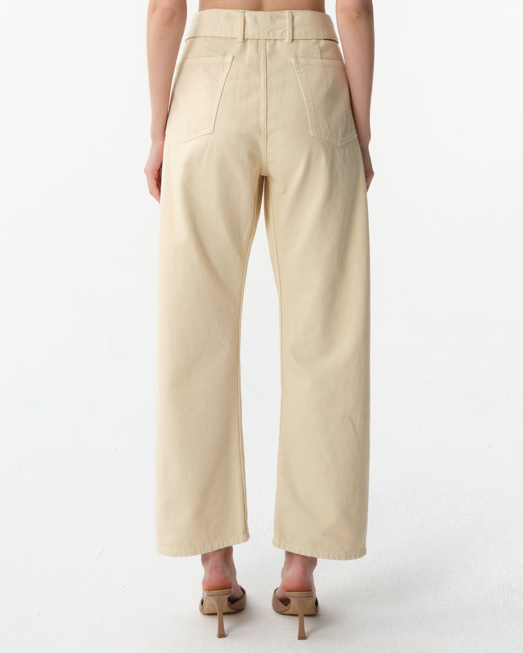 Belted Wide-Leg Denim Trousers