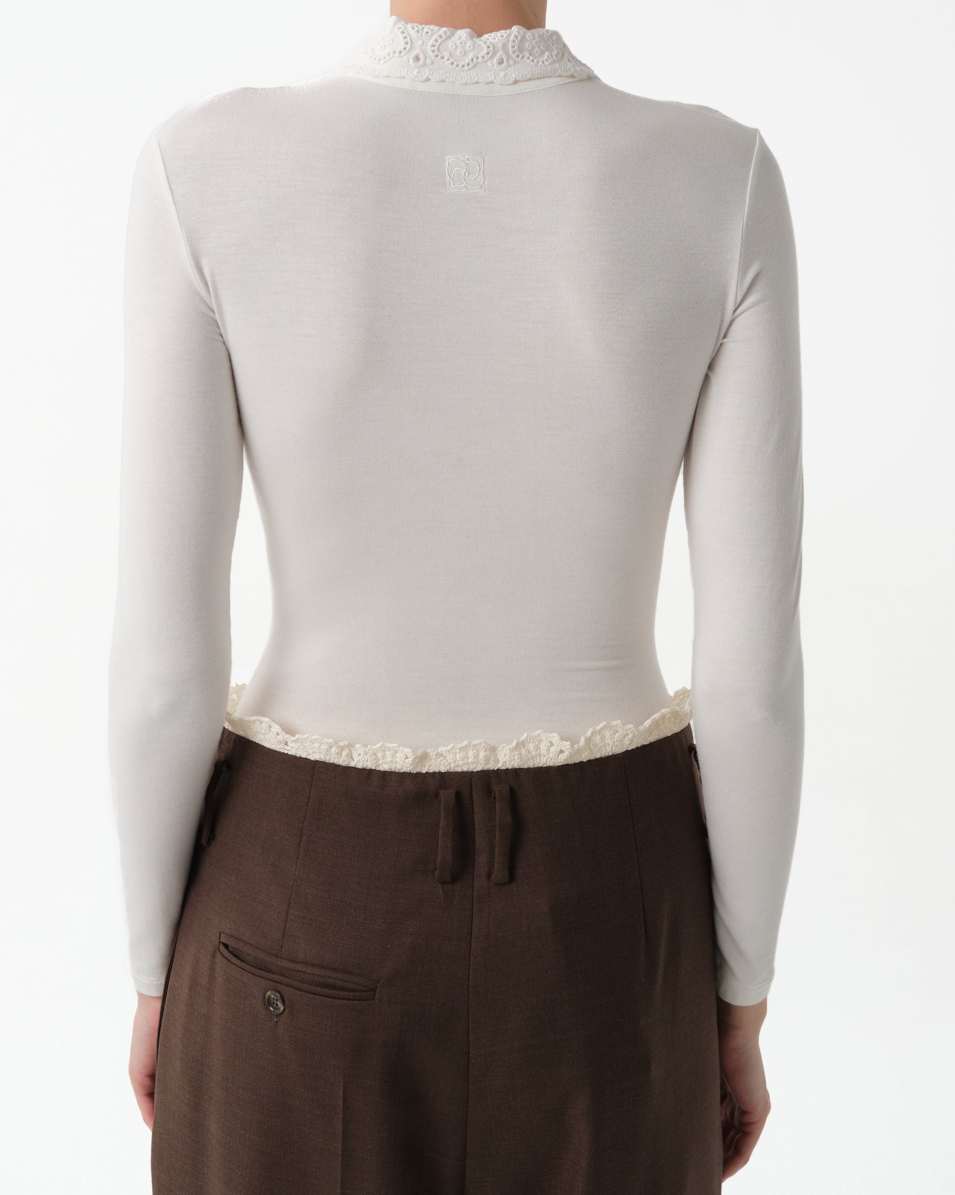 Collar-Embroidered Bodysuit