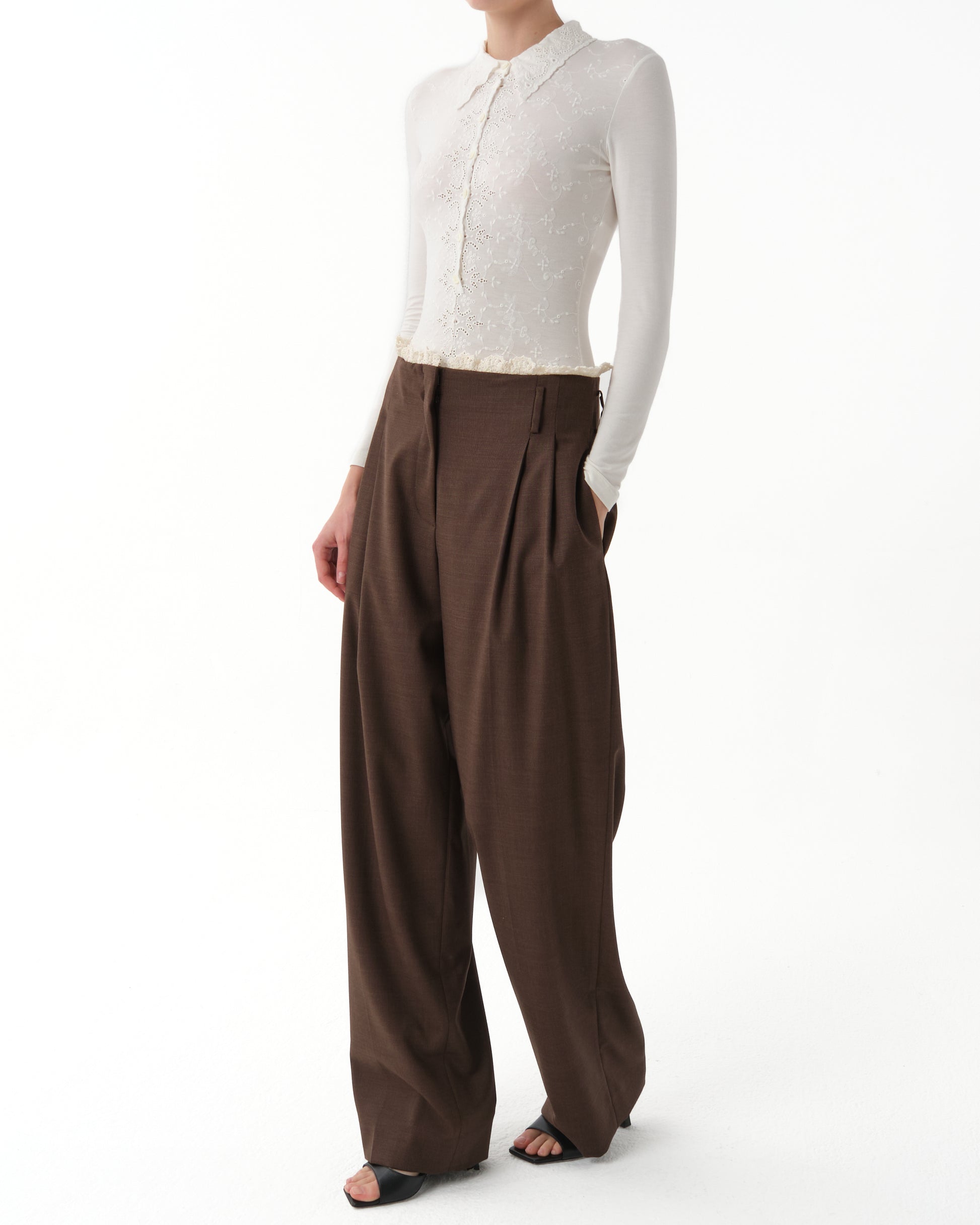 Collar-Embroidered Bodysuit