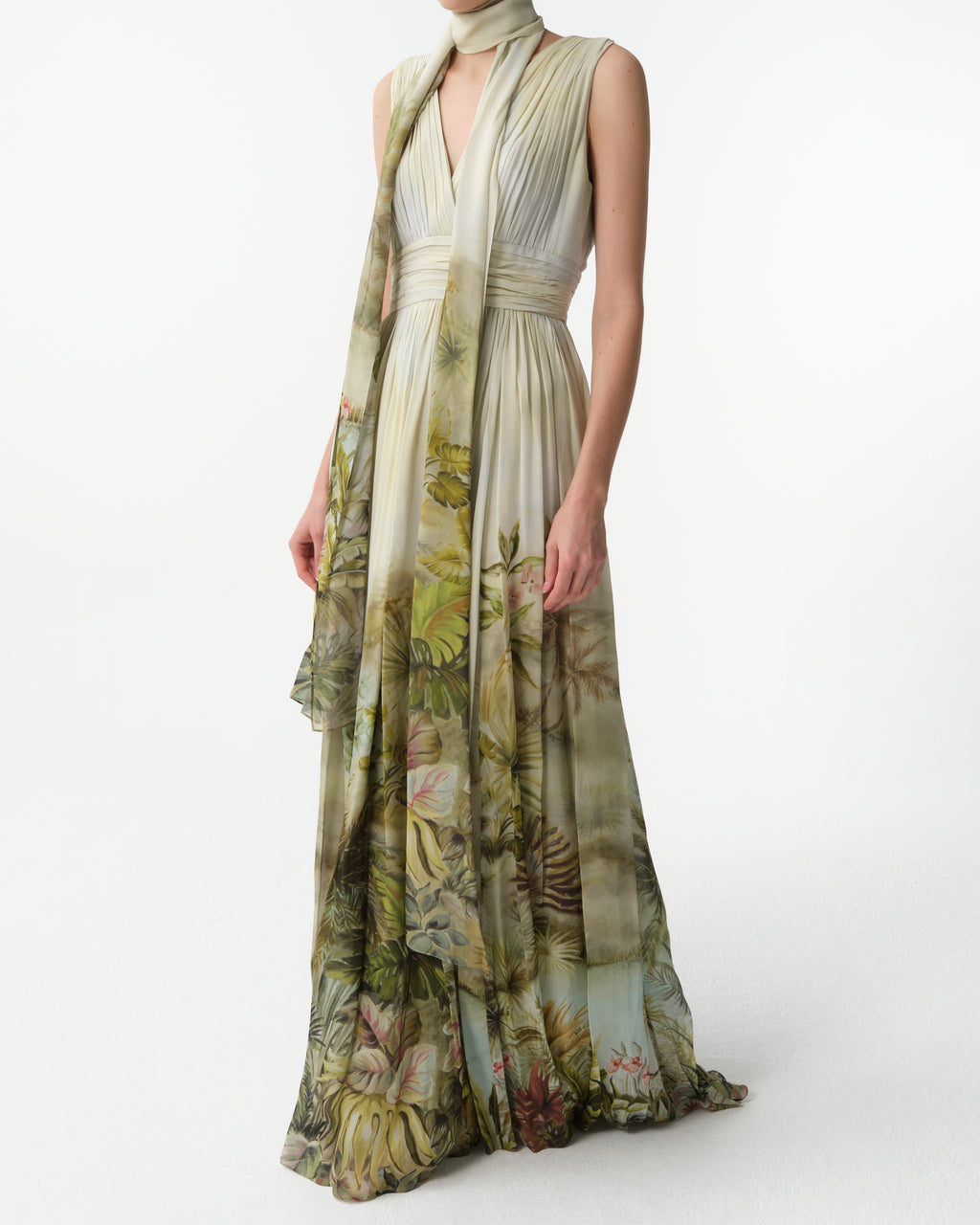 Printed Chiffon Long Dress