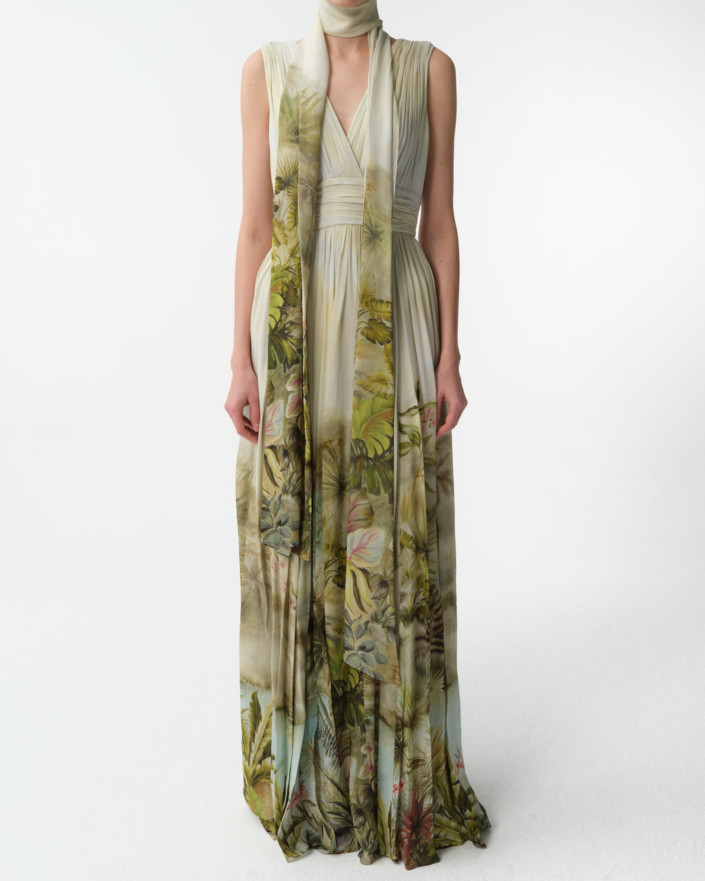 Printed Chiffon Long Dress