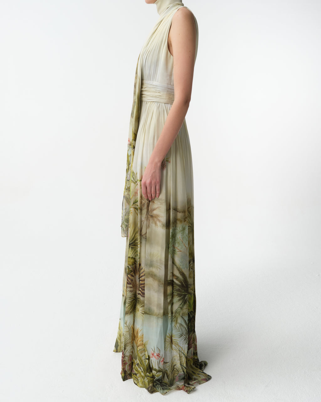 Printed Chiffon Long Dress