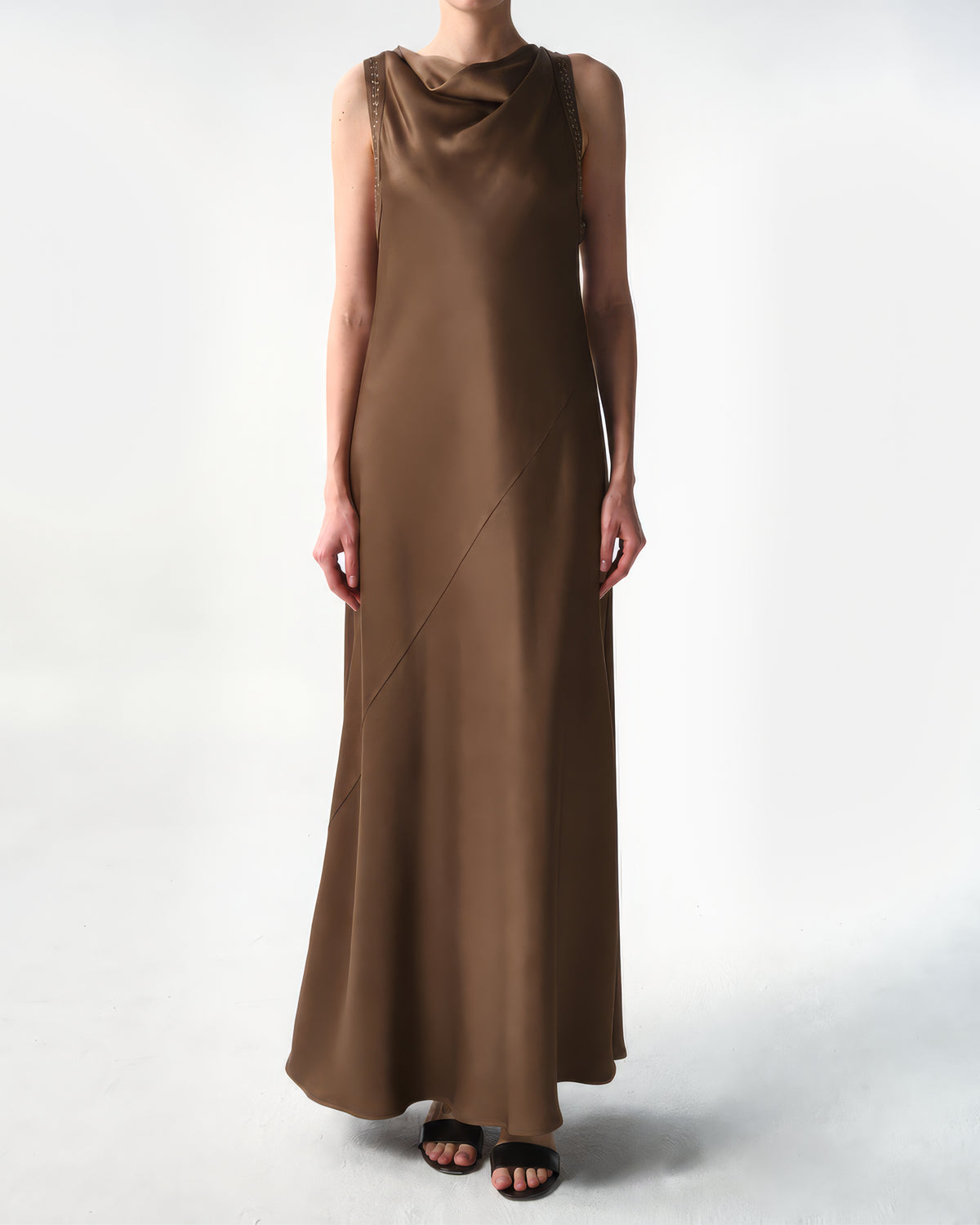 Satin Paillette Sleeveless Dress