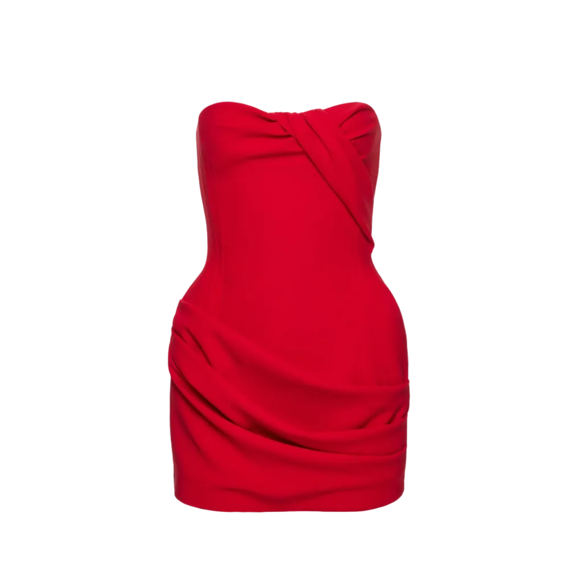 Red Sculptural Wool Mini Dress