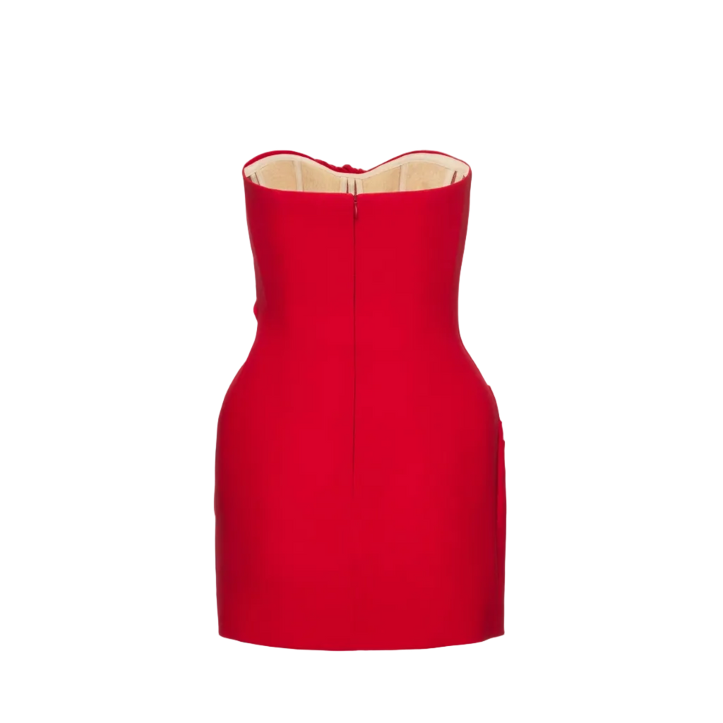 Red Sculptural Wool Mini Dress