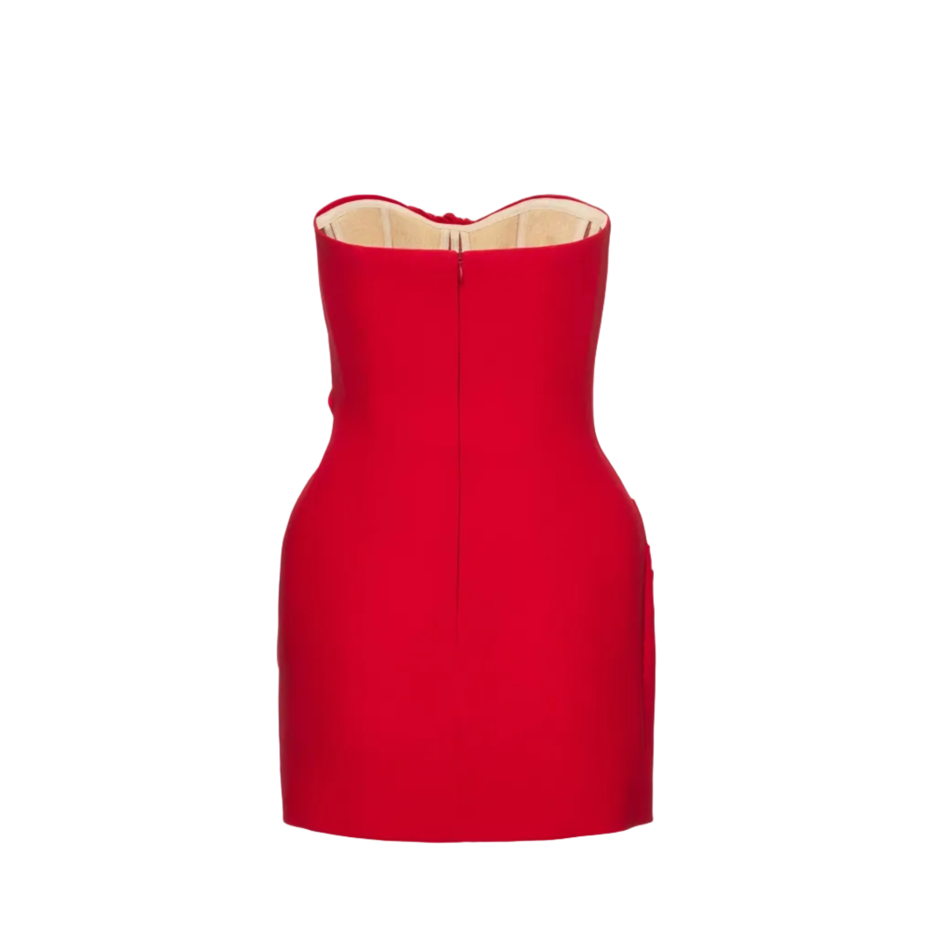 Red Sculptural Wool Mini Dress