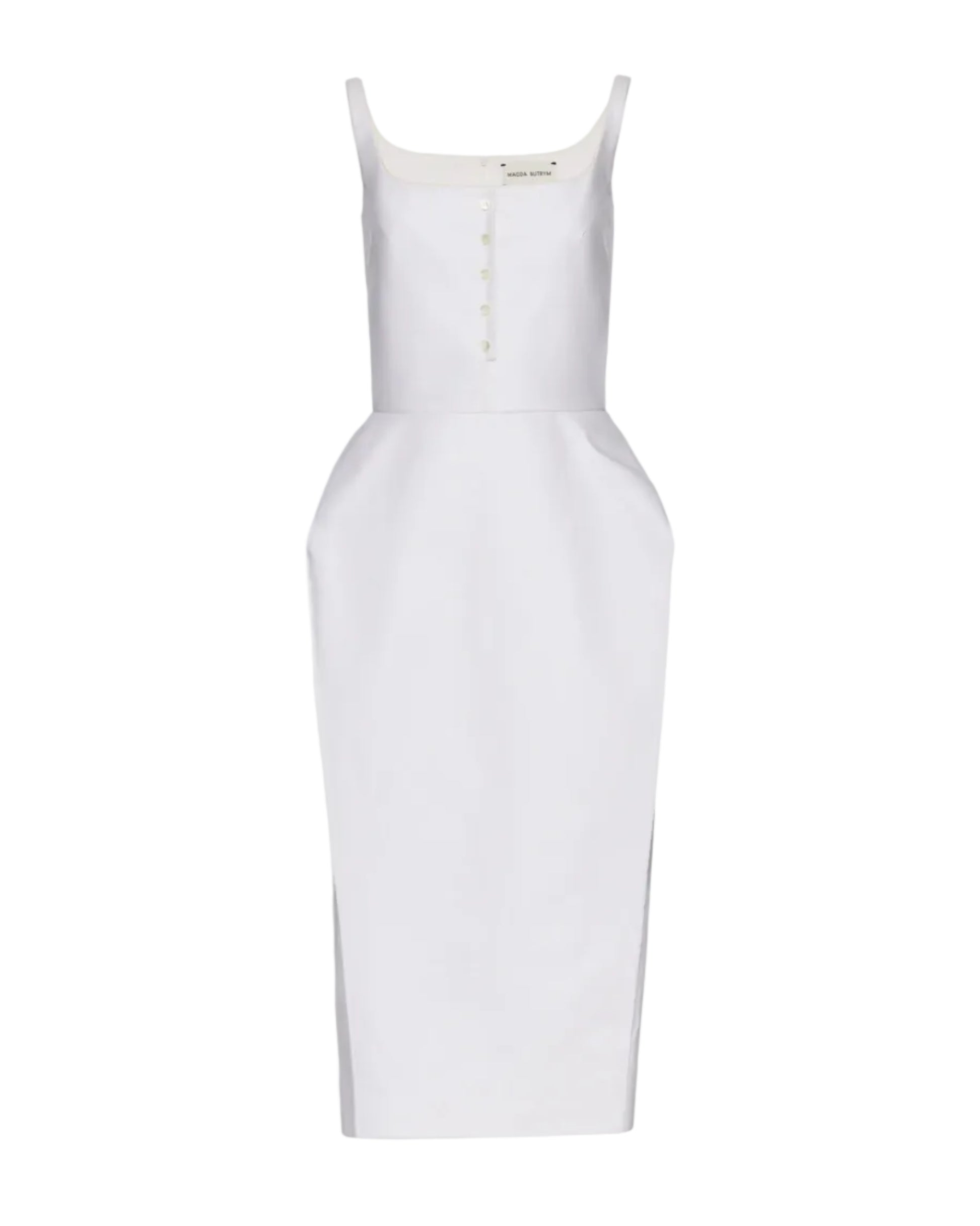 Buttoned Hip Pad Dress