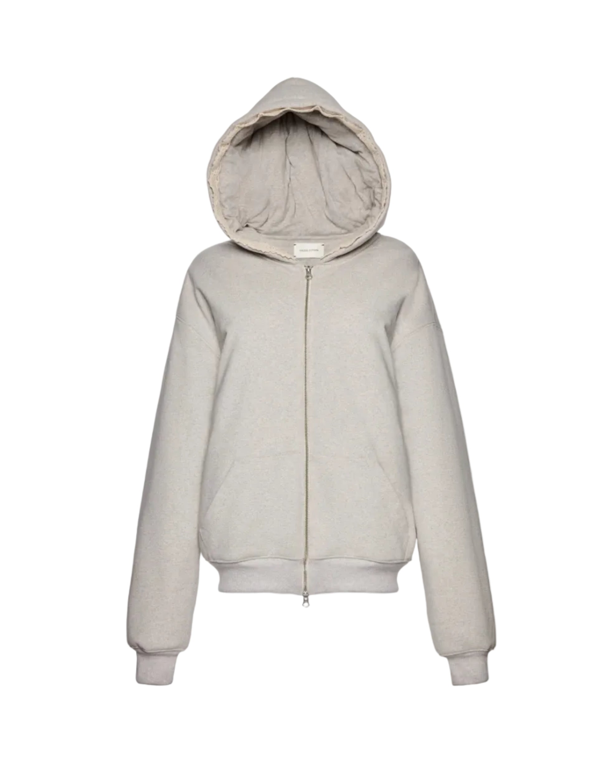 Lace-Detail Zip-Up Hoodie