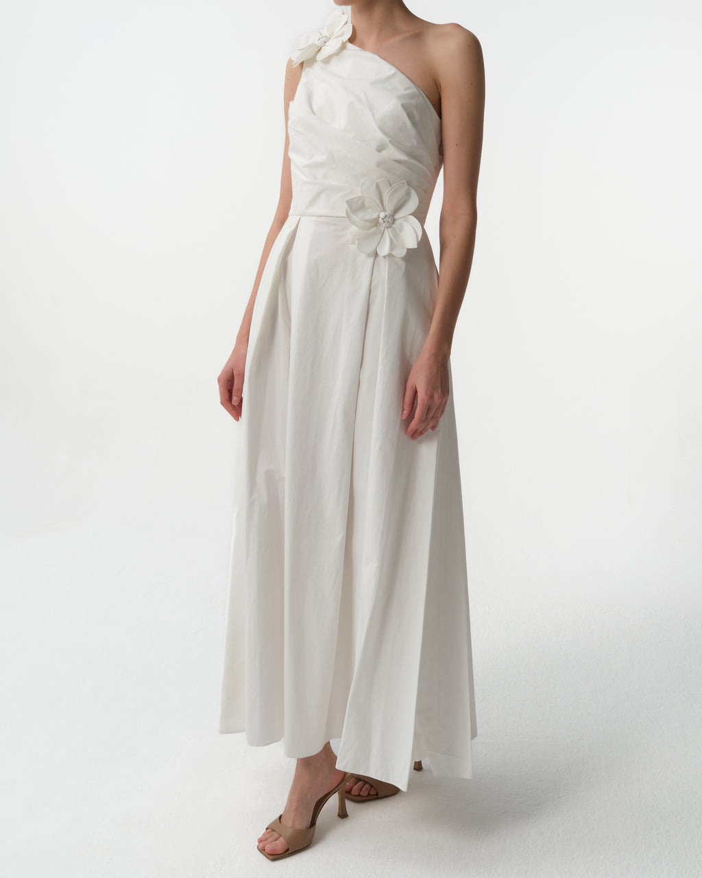 One-Shoulder Poplin Dress
