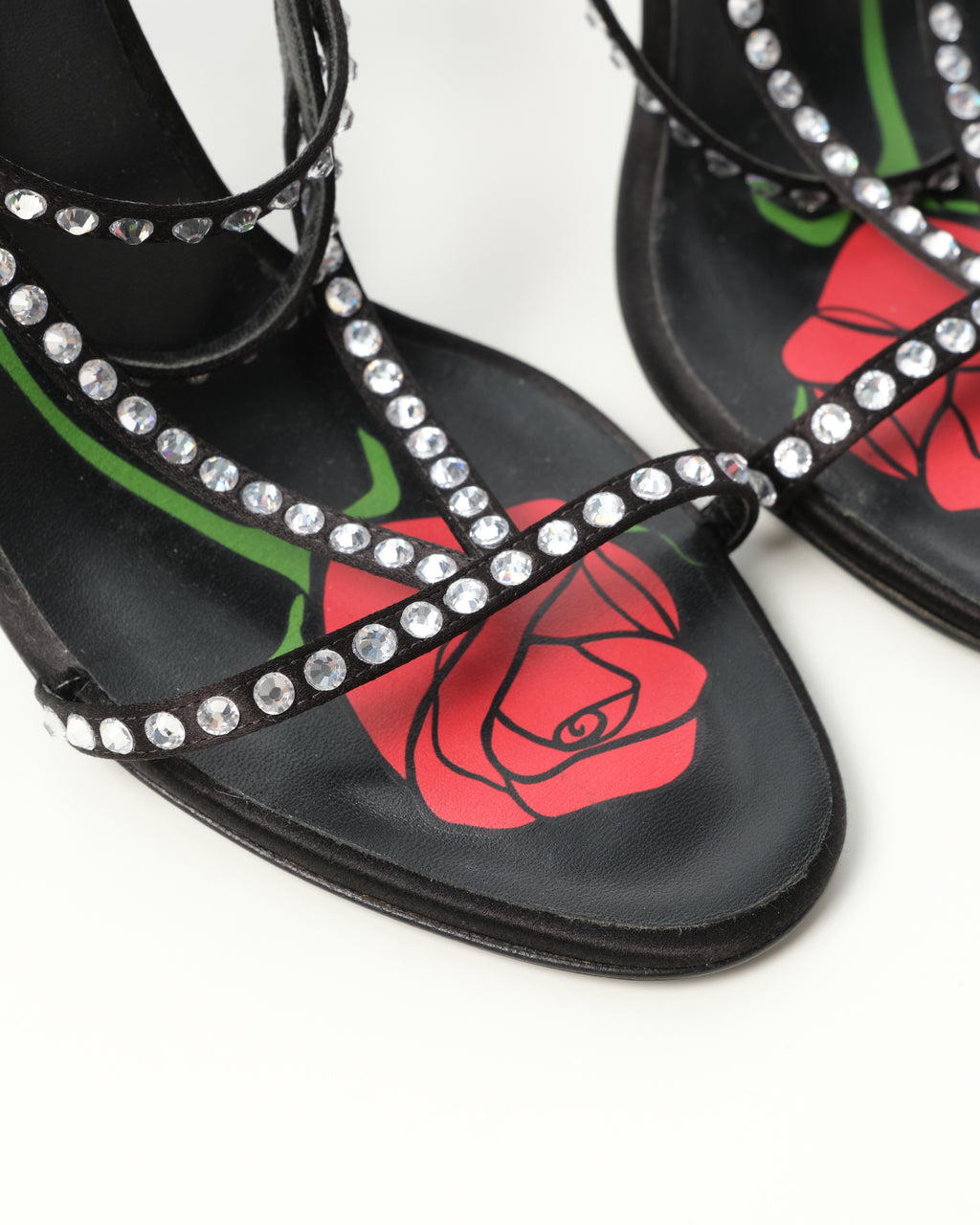 Crystal-Embellished Satin Sandals