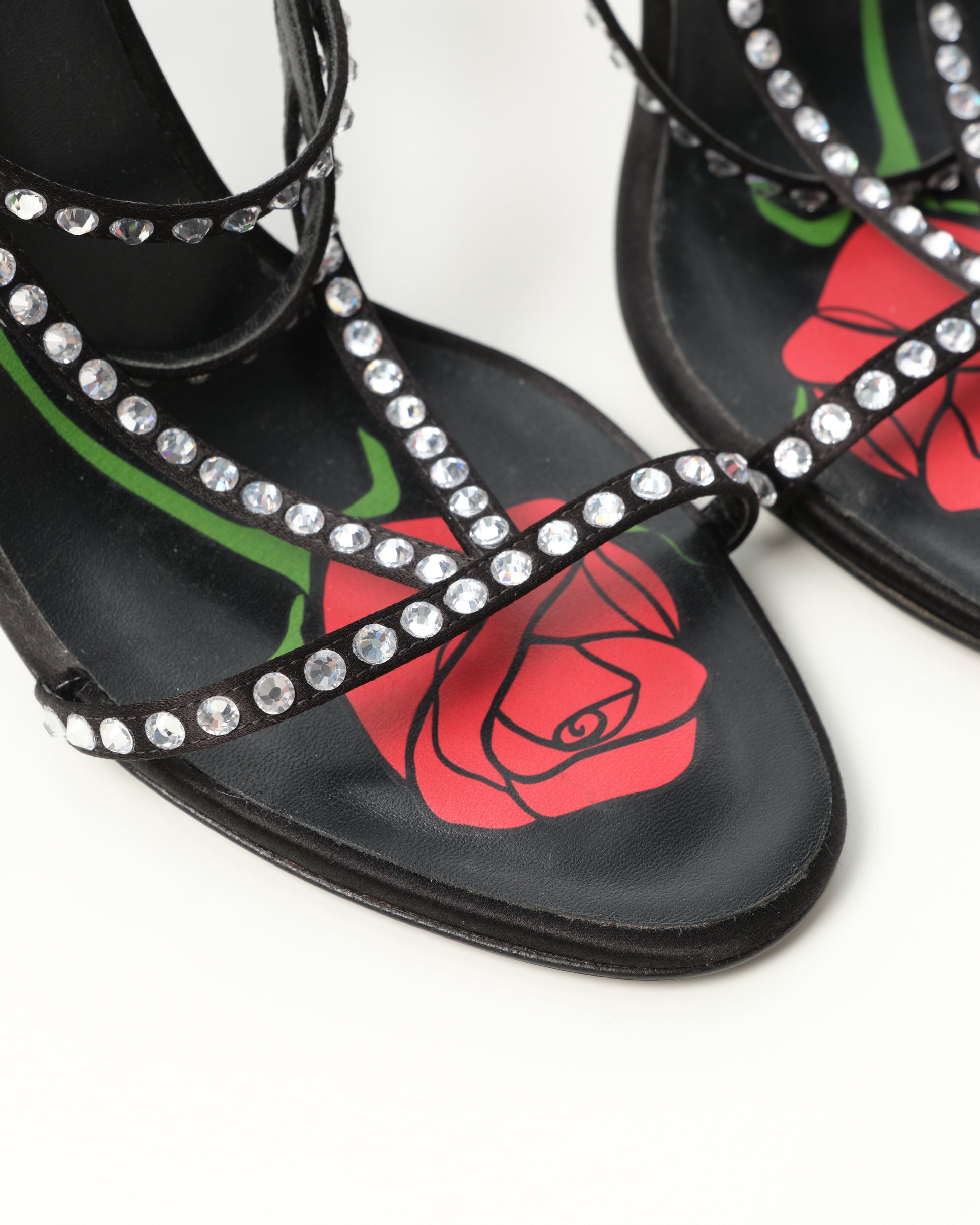 Crystal-Embellished Satin Sandals