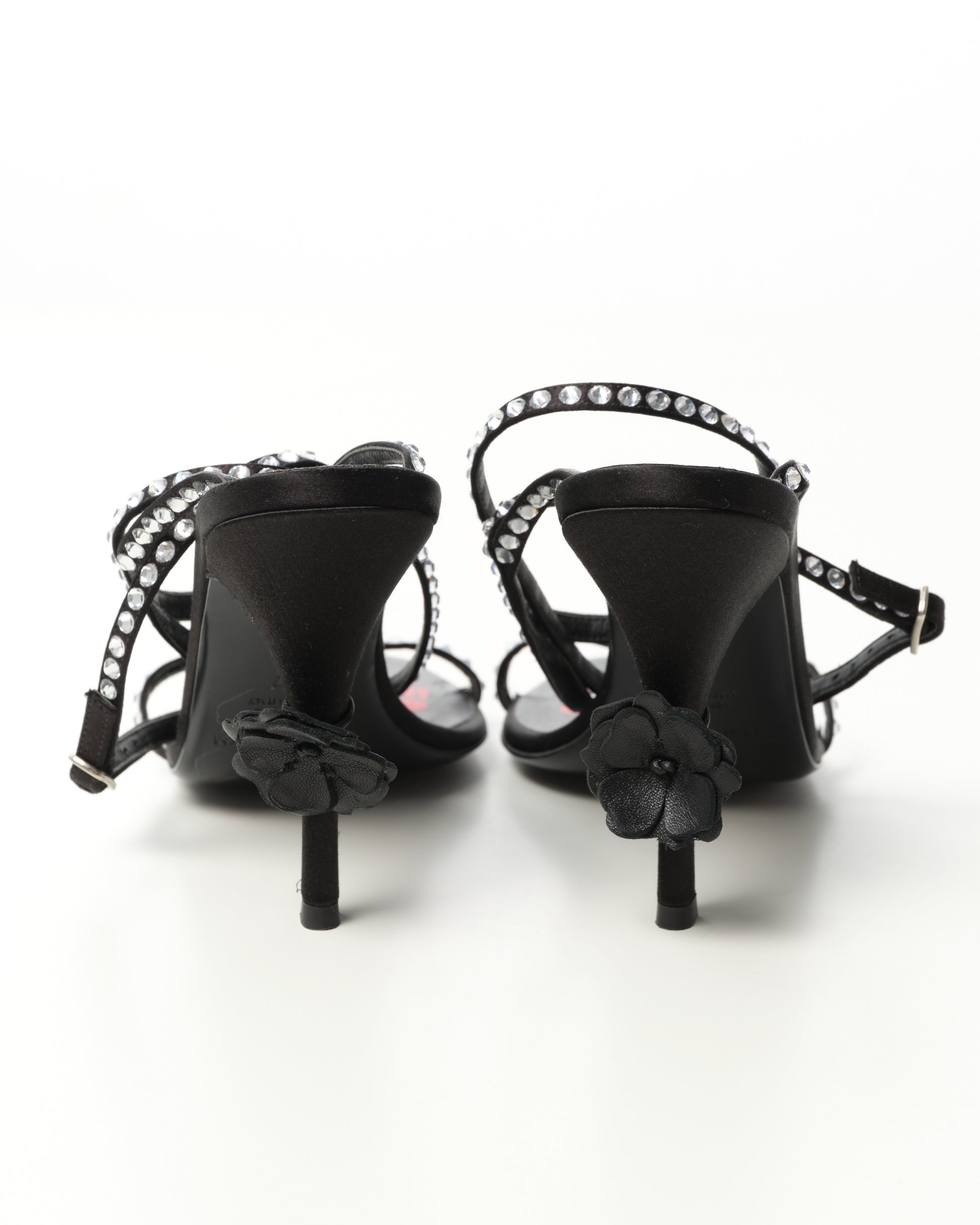 Crystal-Embellished Satin Sandals