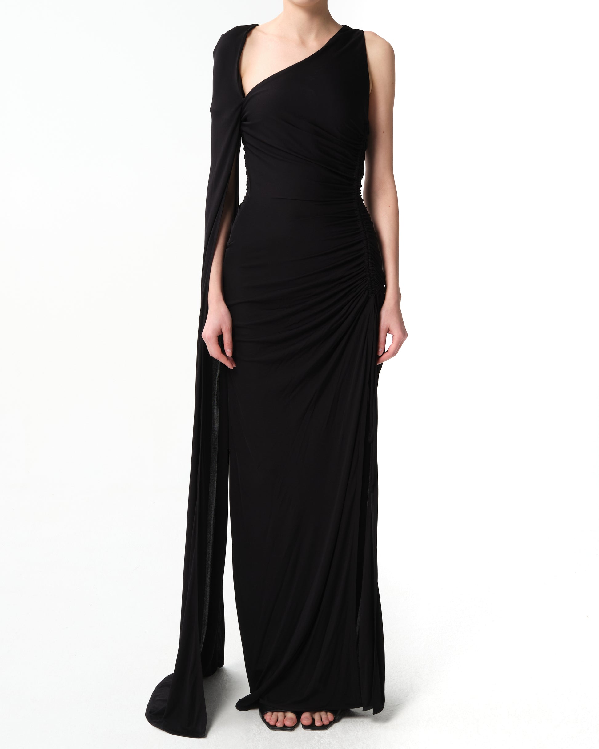 Asymmetric Jersey Maxi Dress